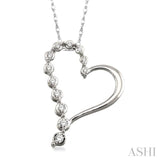 1/4 Ctw Round Cut Diamond Half Journey Heart Pendant in 14K White Gold with Chain