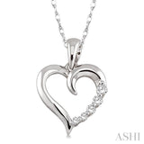 1/10 Ctw Round Cut Diamond Heart Shape Journey Pendant in 10K White Gold with Chain