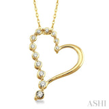 1/10 Ctw Round Cut Diamond Half Journey Heart Pendant in 10K Yellow Gold with Chain