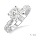 1/2 Ctw Lovebright Round Cut Diamond Engagement Ring in 14K White Gold