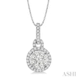 1/2 Ctw Lovebright Round Cut Diamond Pendant in 14K White Gold with Chain