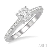 1/2 Ctw Diamond Lovebright Engagement Ring in 14K White Gold