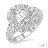 7/8 Ctw Diamond Semi-mount Engagement Ring in 14K White Gold