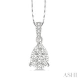 3/8 Ctw Pear Shape Diamond Lovebright Pendant in 14K White Gold with Chain