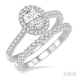 3/4 Ctw Diamond Bridal Set with 5/8 Ctw Oval Cut Engagement Ring and 1/6 Ctw Wedding Band in 14K White Gold