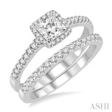 1/2 Ctw Diamond Bridal Set with 3/8 Ctw Princess Cut Engagement Ring and 1/6 Ctw Wedding Band in 14K White Gold