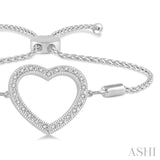 Heart Shape Silver Lariat Diamond Bracelet