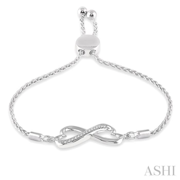 Heart Shape Silver Infinity Lariat Diamond Bracelet
