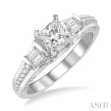 3/8 Ctw Diamond Square Shape Semi-Mount Engagement Ring in 14K White Gold