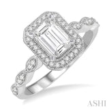 1/5 Ctw Octagonal Shape Lattice Semi-Mount Diamond Engagement Ring in 14K White Gold