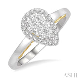 1/3 Ctw Pear Shape Lovebright Round Cut Diamond Ring in 14K White and Yellow Gold