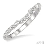 1/5 Ctw Curved Round Cut Diamond Wedding Band in 14K White Gold