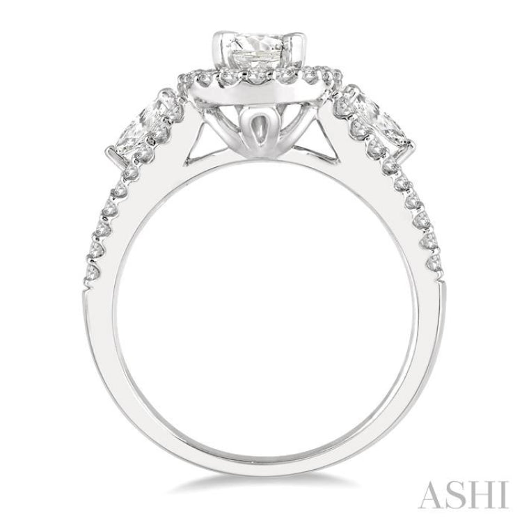 Oval Shape Semi-Mount Three Stone Diamond Engagement Ring