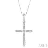 1/10 ctw Cross Charm Round Cut Diamond Pendant in 10K White Gold