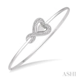 Heart Shape Silver Diamond Flexi Bangle