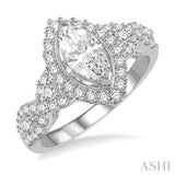 Marquise Shape Semi-Mount Diamond Engagement Ring