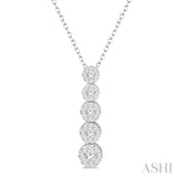 5/8 ctw Five Mount Lovebright Round Cut Diamond Pendant With Chain in 14K White Gold