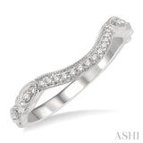 1/10 ctw Curved Marquise Shank Round Cut Diamond Wedding Band in 14K White Gold