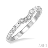 1/4 ctw Lattice Arch Baguette and Round Cut Diamond Wedding Band in 14K White Gold