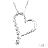 1/10 Ctw Round Cut Diamond Heart Pendant in Sterling Silver with Chain