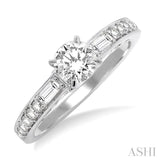 5/8 Ctw Diamond Engagement Ring with 3/8 Ct Round Cut Center Stone in 14K White Gold