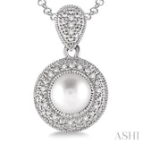 Silver Pearl & Diamond Pendant