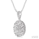 Oval Shape Silver Diamond Pendant