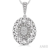 Oval Shape Silver Diamond Pendant