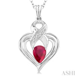 Heart Shape Silver Diamond & Gemstone Fashion Pendant