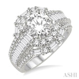 1 7/8 Ctw Diamond Semi-mount Engagement Ring in 14K White Gold