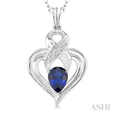 Heart Shape Silver Diamond & Gemstone Fashion Pendant