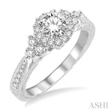 3/4 Ctw Diamond Engagement Ring with 1/4 Ct Round Cut Center Stone in 14K White Gold