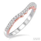 1/6 Ctw Round Cut Diamond Wedding Band in 14K White and Rose Gold