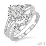 5/8 Ctw Diamond Lovebright Wedding Set with 1/2 Ctw Engagement Ring and 1/10 Ctw Wedding Band in 14K White Gold