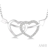 Twin Heart Shape Arrow Silver Diamond Fashion Pendant