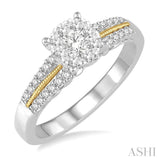 3/8 Ctw Round Cut Diamond Lovebright Engagement Ring in 14K White and Yellow Gold