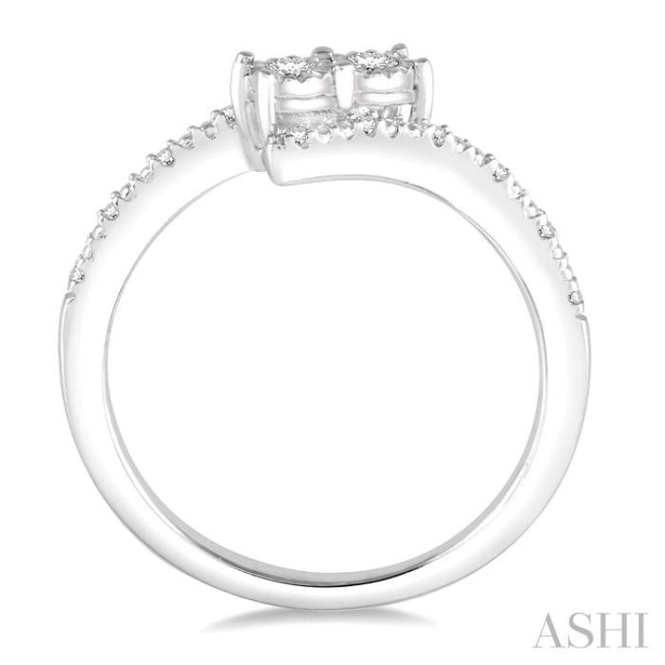 2 Stone Silver Diamond Fashion Ring