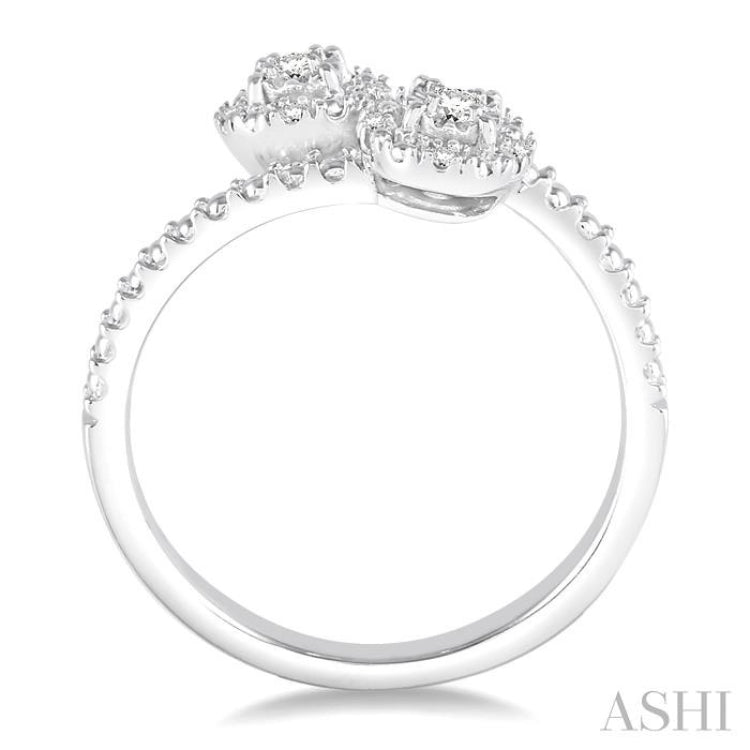 2 Stone Silver Diamond Fashion Ring