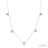 1/4 Ctw Triangle Accent Round Cut Diamond Geometric Pendant With Cable Chain in 14K White Gold