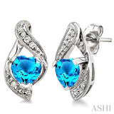 Heart Shape Silver Diamond & Gemstone Fashion Earrings