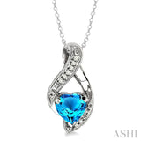 Heart Shape Silver Diamond & Gemstone Fashion Pendant