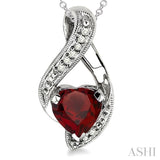 Heart Shape Silver Diamond & Gemstone Fashion Pendant