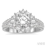 Flower Shape Semi-Mount Diamond Engagement Ring