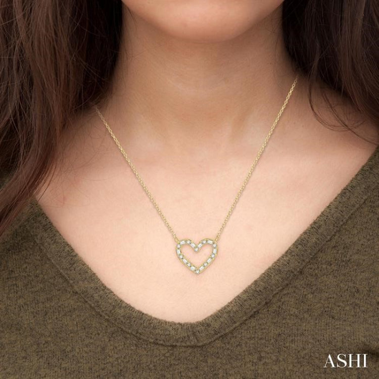 Heart Shape Baguette Diamond Necklace