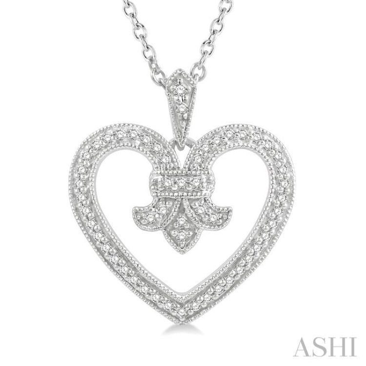 Heart Shape Fleur De Lis Diamond Fashion Pendant