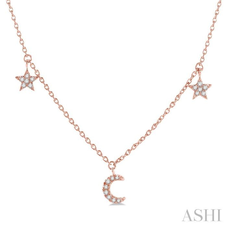 Star & Moon Diamond Station Necklace
