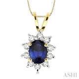 Oval Shape Gemstone & Diamond Pendant