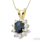 Oval Shape Gemstone & Diamond Pendant