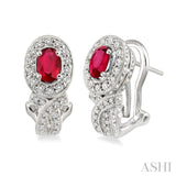 Oval Shape Gemstone & Diamond Earrings