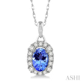 Oval Shape Gemstone & Diamond Pendant